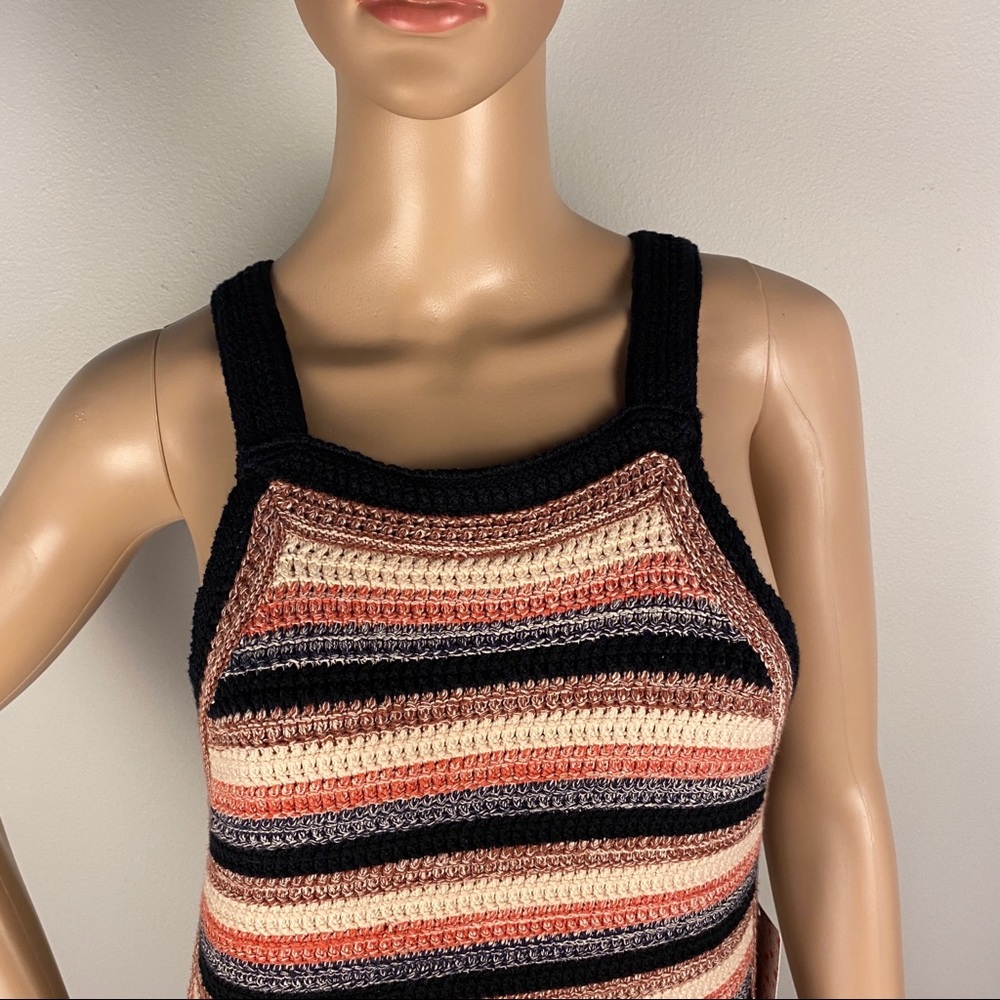 NEW FREE PEOPLE STRIPED CROCHET MINI SWEATER DRESS - Picture 4 of 10